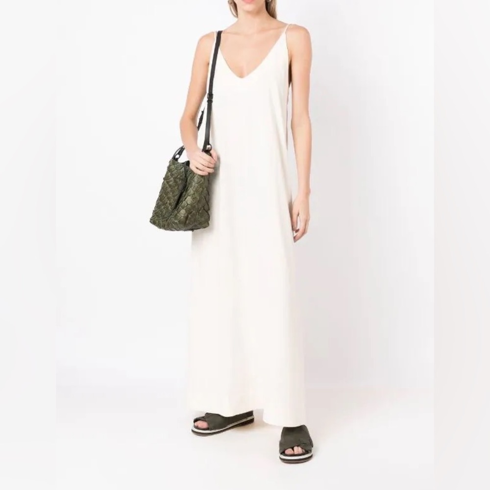 Osklen Women White Vneck Slip Maxi Dress                                 X40-22